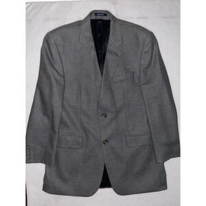 Ralph Ralph Lauren Jacket 42L Gray‎ Blue Black Check Silk/Wool Blazer Sport Coat